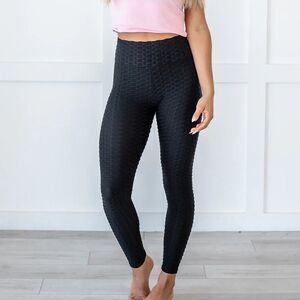 New Mix Black Honeycomb Scrunch Leggings S/M